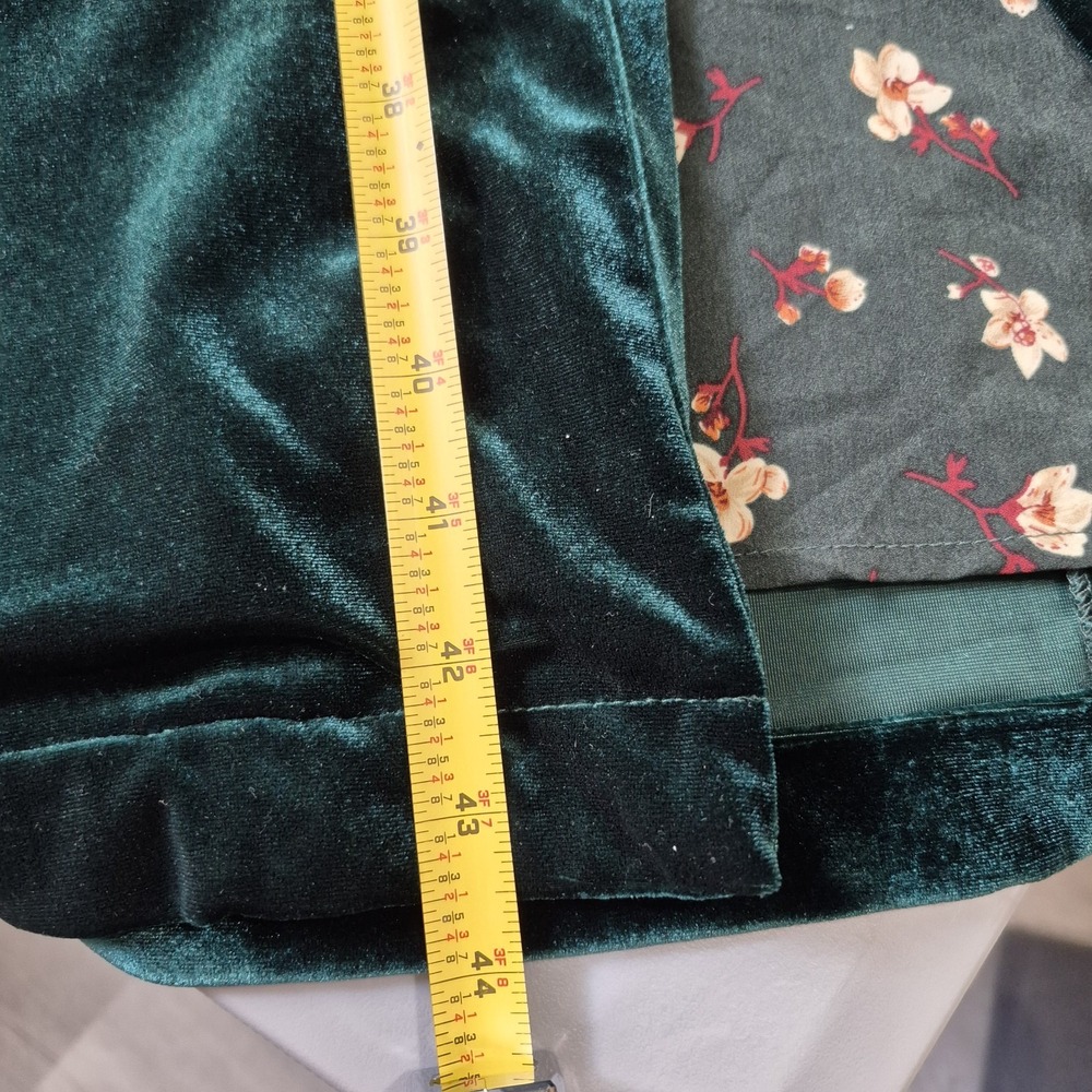 Skies Are Blue Velvet Duster Jacket Size Large Emerald Green Long Blazer Holiday - Picture 12 of 13